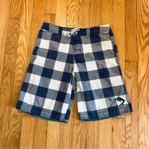 Lands End Kids Swim Trunks White Blue Boys Medium 10-12